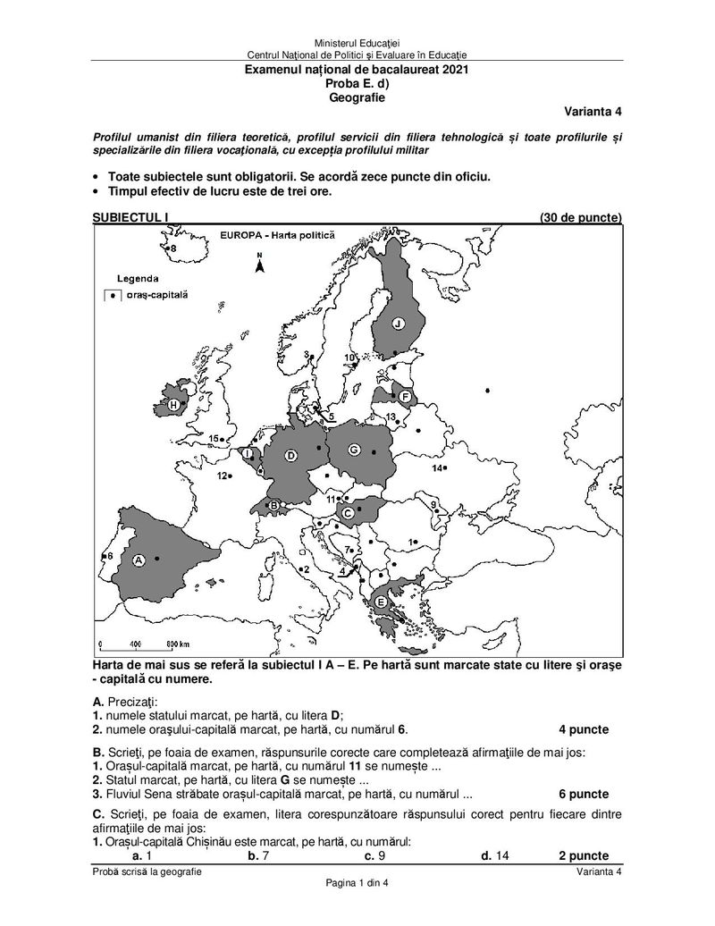 Subiecte BACALAUREAT 2021, sesiunea de toamna - Proba la alegere, profil uman