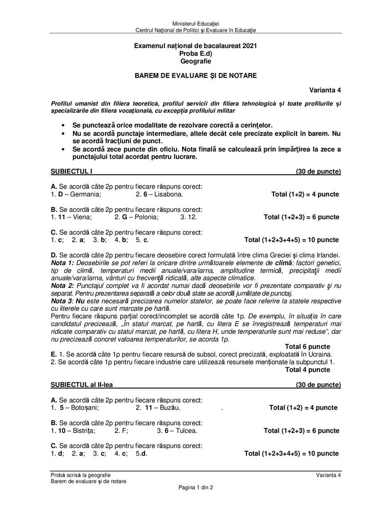 Barem BAC sesiunea de toamnă 2021 - Proba la alegere, profil uman.