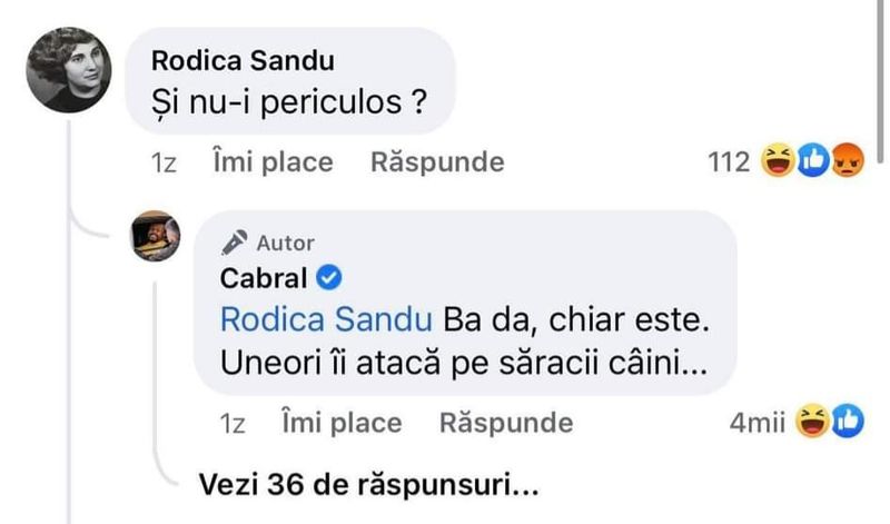Comentariul la poza lui Cabral