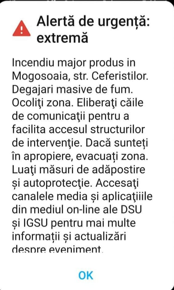 Mesaj RO-alert 