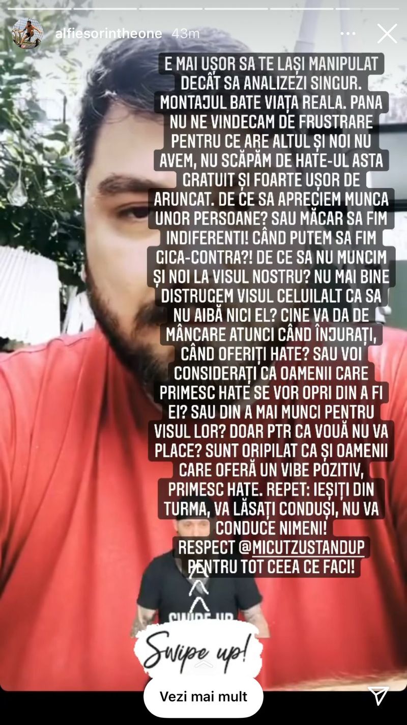 Postarea făcută de Sorin de la Survivor România 2021