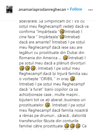 Postarea făcută de Anamaria Reghecampf