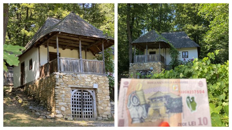 Casa de pe bancnota de 10 lei se află la muzeul Astra din Sibiu