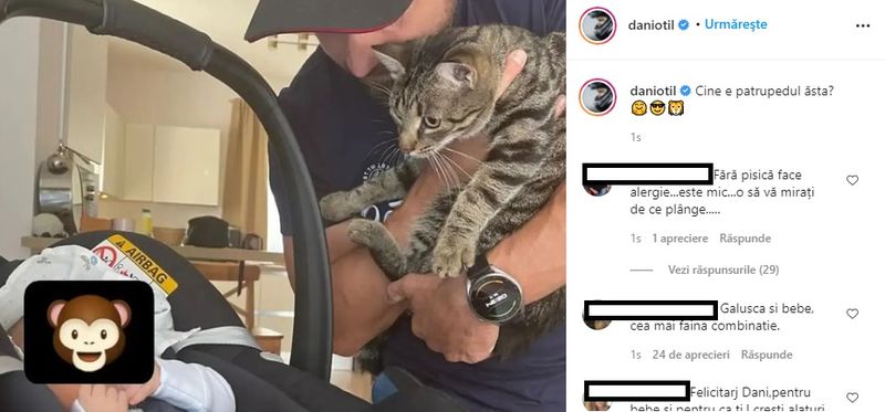 Dani Oțil, criticat că ține motanul l&acirc;ngă bebeluș
