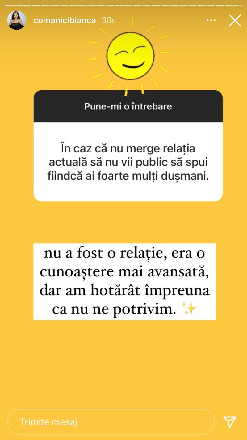 Postarea făcută de Bianca Comănici