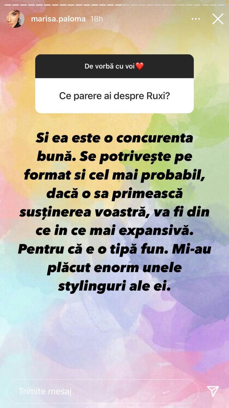 Marisa Paloma, despre Ruxi