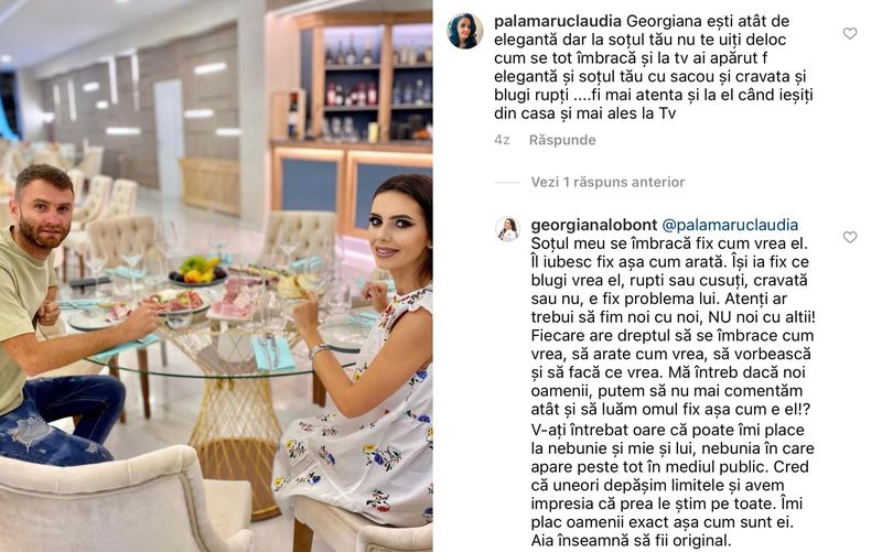 Georgiana Lobonț și soțul ei Georgiana Lobonț, replică la mesajul unei fane de pe social media!