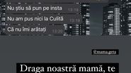 Mesajul transmis de mama Geta