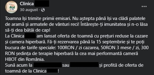 Cât costă terapia hiperbară la clinica unde mersese Petrică Mîțu Stoian. Cum răspund reprezentanții clincii celor care contestă prețurile: &quot;Pe litoral la all-inclusiv plătiți mai mult&quot;. Dezvăluiri exclusive