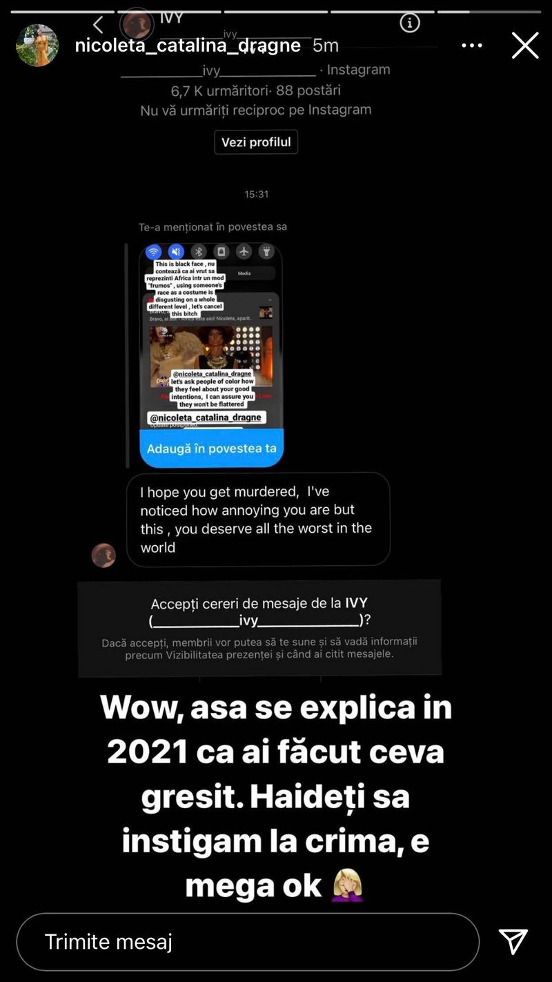 Postarea făcută de Nicoleta