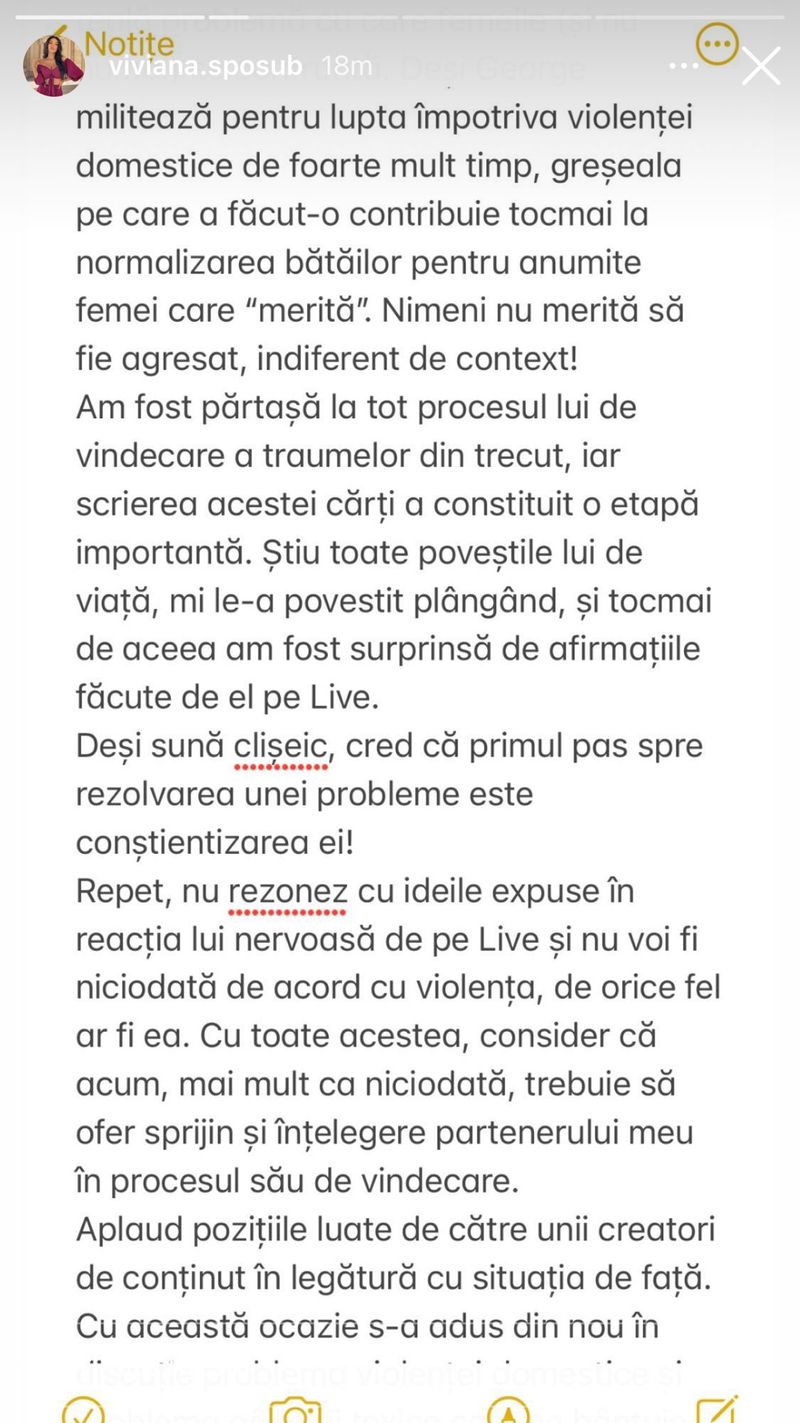 Postarea făcută de Viviana