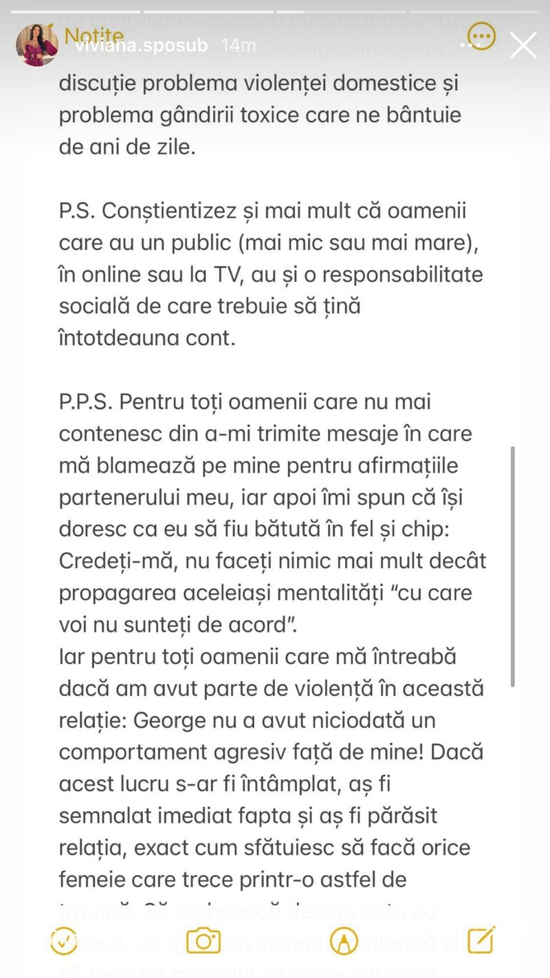 Postarea făcută de Viviana