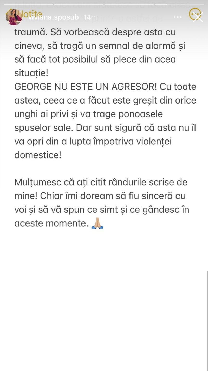 Postarea făcută de Viviana