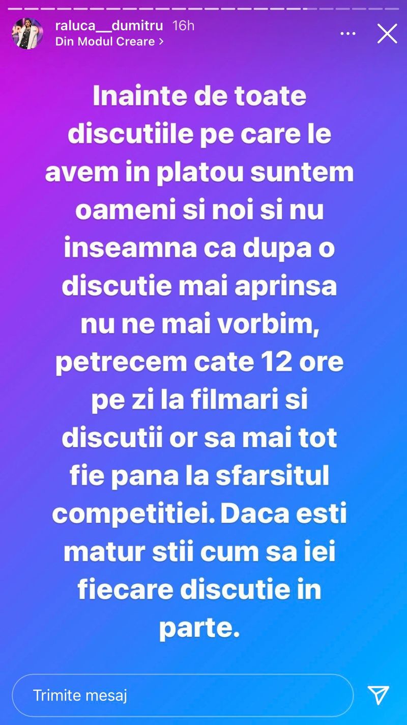 Postarea făcută de Raluca Dumitru