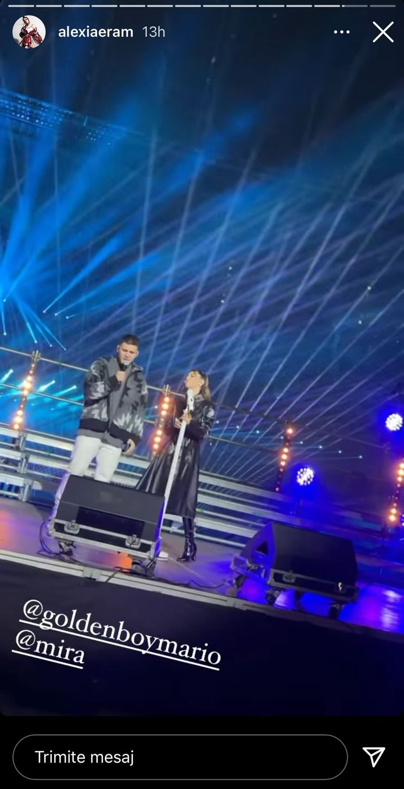 Alexia Eram a postat secvențe din concertul susținut de Mira și Mario Fresh 