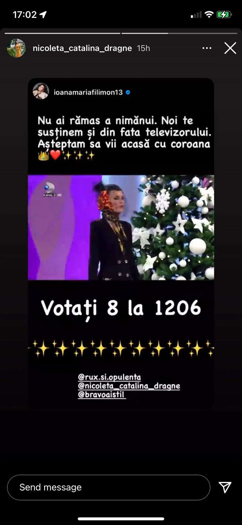 Postarea făcută de Ioana și de Nicoleta