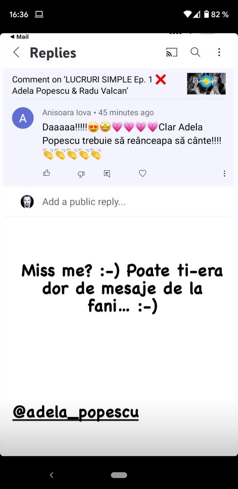 Postarea făcută de Horia Brenciu