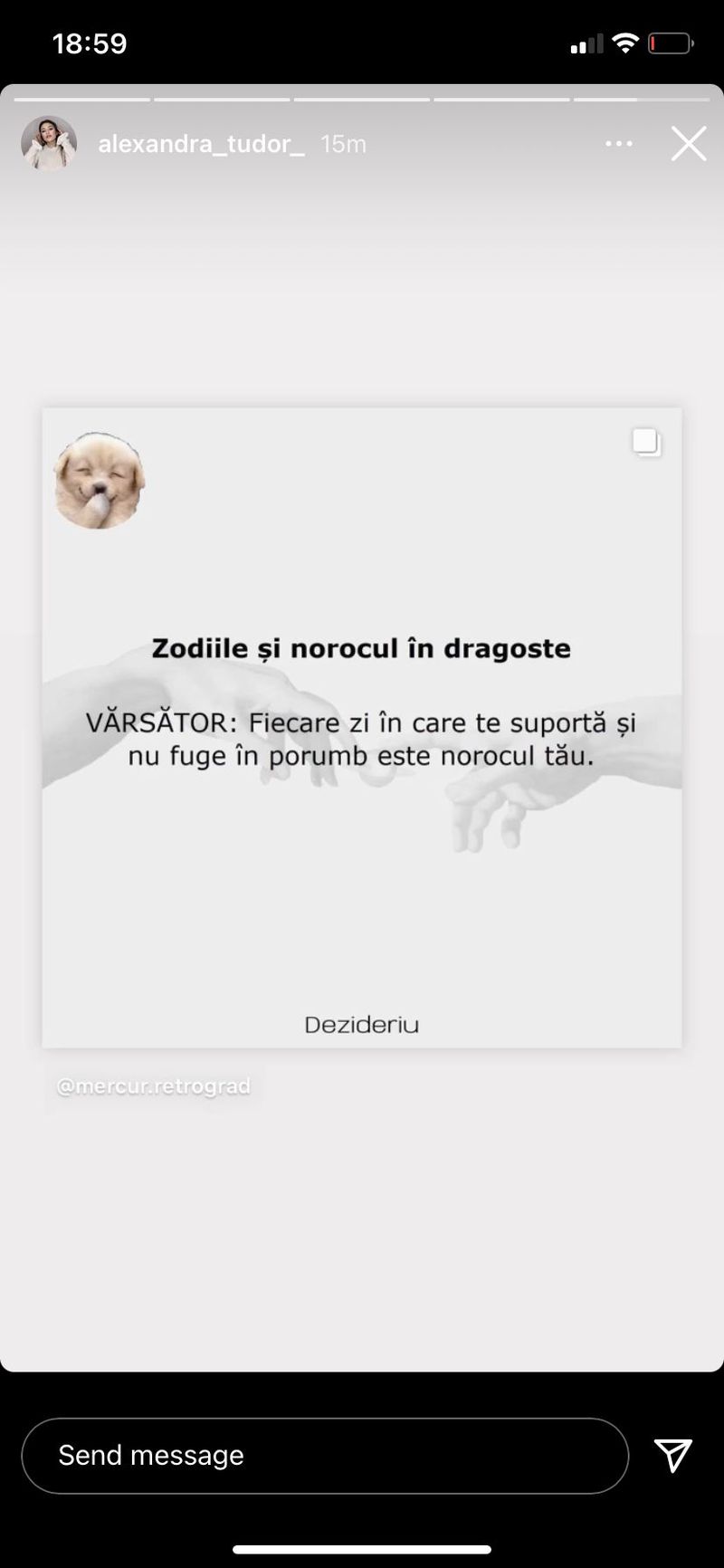 Postarea făcută de Alexandra