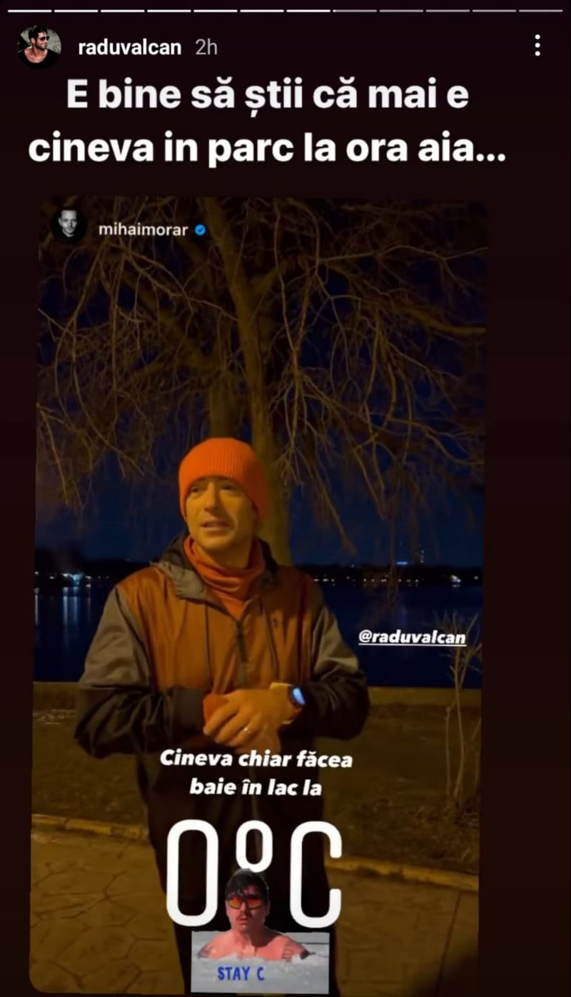 Radu Vâlcan și Mihai Morar au găsit un om care făcea baie în lac, la 5 dimineața
