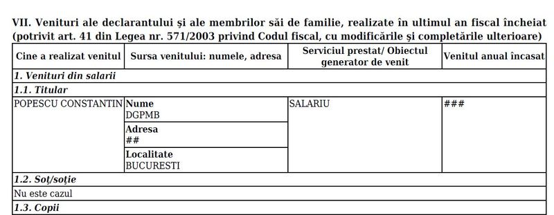 politist declaratie avere