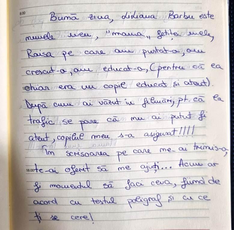 Scrisoarea mamei Raisei pentru polițistul care i-a ucis fiica