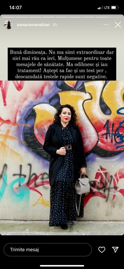 „Iau tratament” Care este starea de sănătate a Oanei Roman, după ce ieri a anunțat că se simte foarte rău. Ce probleme are vedeta