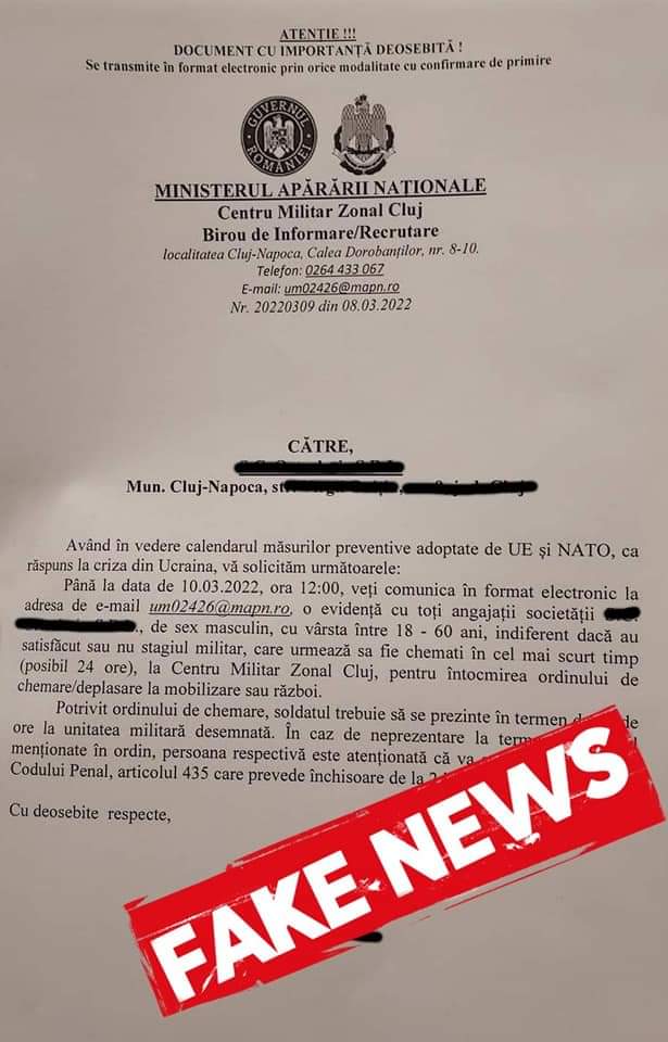 MApN, despre informațiile false privind înrolarea în armată