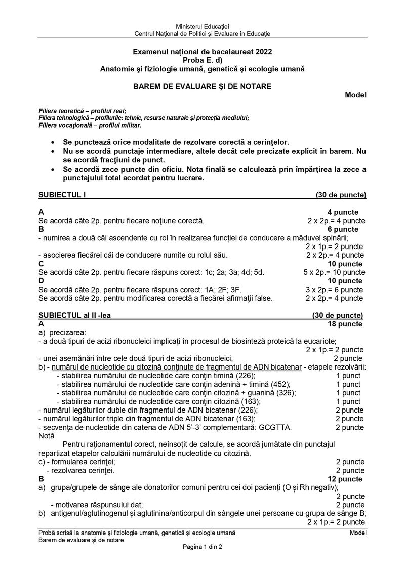 Simulare Bacalaureat 2022. Modele de subiecte la Proba la alegere profil real
