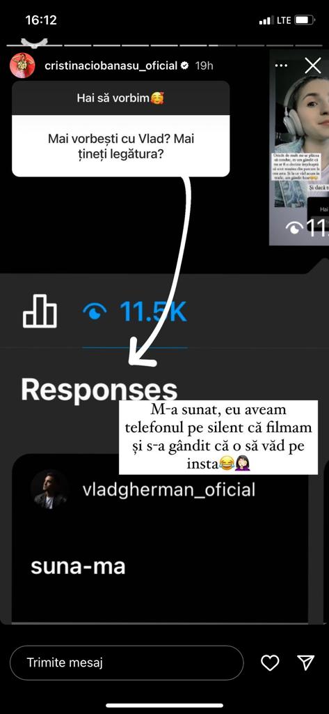 Cristina Ciobănașu a arătat tuturor ce mesaje primește de la Vlad Gherman! Ce reacție va avea Oana Moșneagu când va vedea