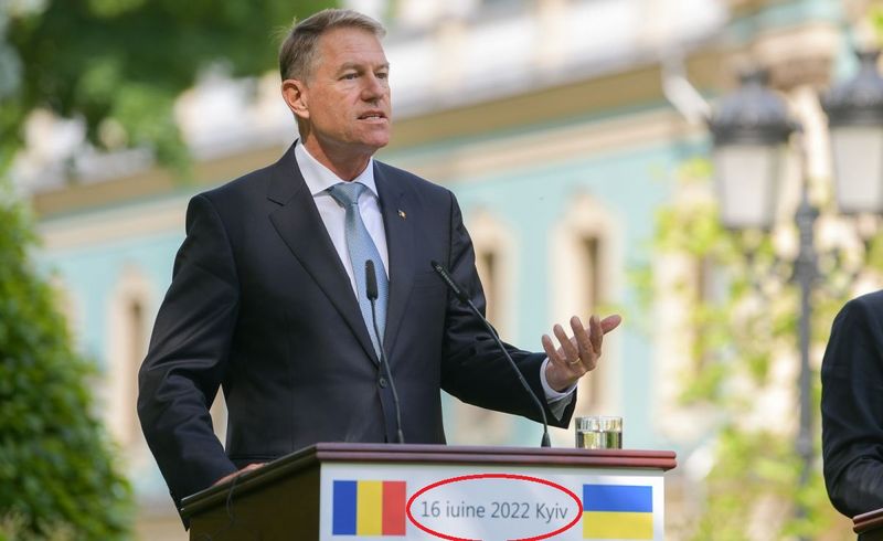 Gafa de proporții în timpul vizitei lui Klaus Iohannis de la Kiev! Greșeala care a apărut la pupitrul președintelui României