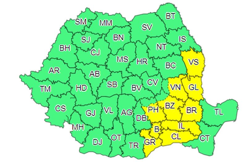 cod galben de canicula in romania