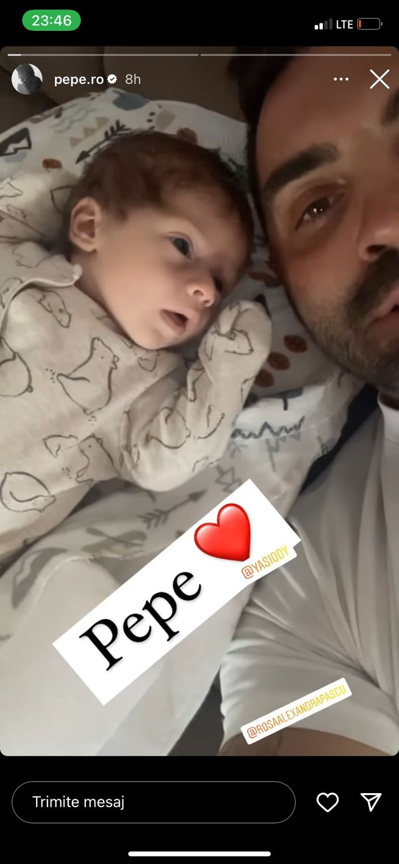 Micuțul Pepe Jr. a împlinit o lună de viață! Imaginea emoționantă cu fiul lui Pepe Sr. „Prințul meu care a împlinit o lună”
