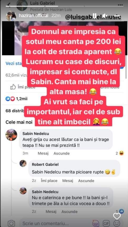 haziran, luis gabriel, mesaj dur haziran, hateri luis gabriel, reactie haziran