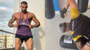 „Îți dau de te...” Alex Zănoagă a lipit o poză cu Bobicioiu pe sacul de box! Fostul soț al Siminei nu acceptă o înfrângere în lupta din cușcă