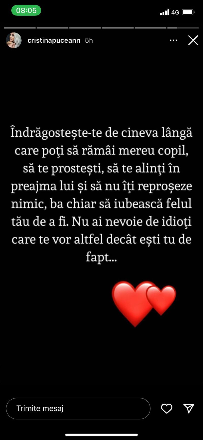 Cristina Pucean și Bogdan de la Ploiești, probleme &icirc;n paradis Dansatoarea a postat cel mai controversat mesaj &bdquo;Idioți care te vor altfel dec&acirc;t ești tu&rdquo;