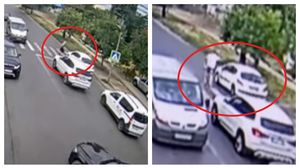 Momentul când femeia de 73 de ani a fost lovită din plin de mașină 