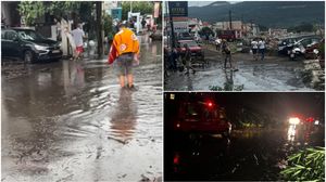 Românii care au plecat pe insulă s-au ales cu o vacanță de coșmar.  thassos, furtuna puternica, vreme rea, strazi inundate