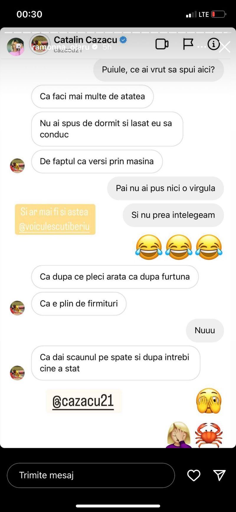 Ramona Olaru a făcut publice discuțiile cu logodnicul său, Cătălin Cazacu. Acum știe toată lumea cum se comportă, de fapt, asistenta TV cu partenerul său „Nu e tipa potrivită”