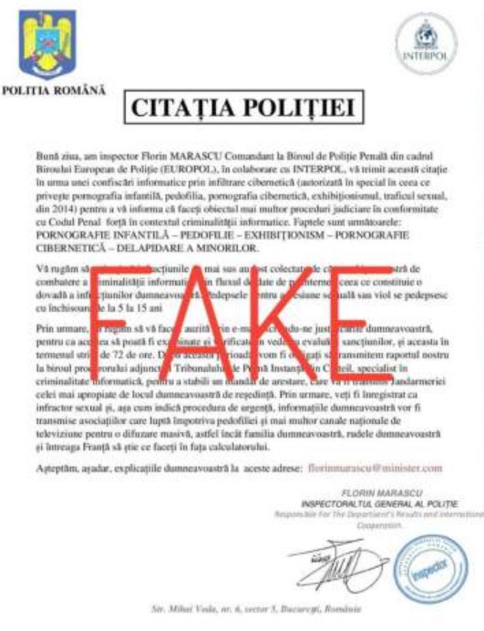 hackeri, politia romana, email fals, frauda