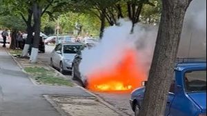 masina in flacari, incendiu, galati, clipe de groaza