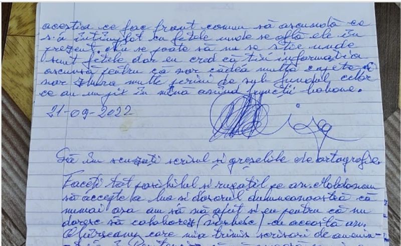 Gheorghe Dincă scrisoare pentru rudele Luizei Melencu