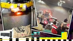 Incendiu în Pasajul Unirii! Momentul în care mașina a luat foc, surprins de camere. Cine se afla în autoturism: „Nu este corect”