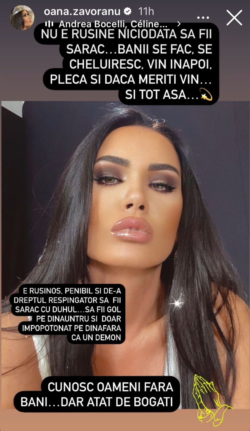 oana zavoranu, oana zavoranu mesaj, saracie, dezvaluiri