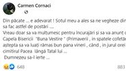 Mesajul dureros al lui Carmen Cornaci pe Facebook. 