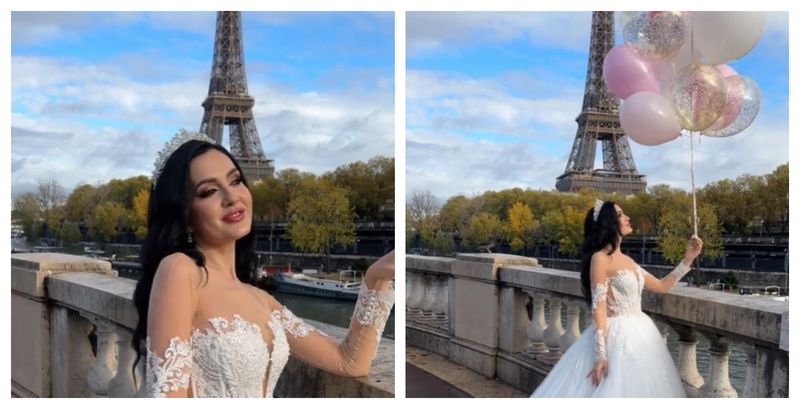 Bianca Comănici în rochie de mireasă, la Paris