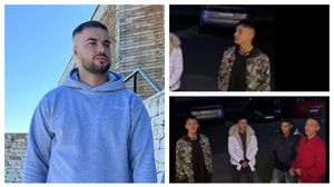 „Ajută-l, Culiță!” Beni, filmat în fața casei familiei Sterp, înainte de Crăciun. Băiatul a mers la colindat, alături de mai mulți băieți