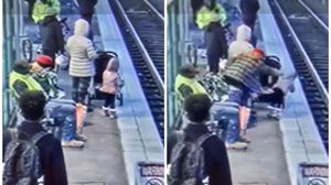 Fetiță de 3 ani, împinsă în fața trenului  Fetiță de 3 ani, împinsă în fața trenului