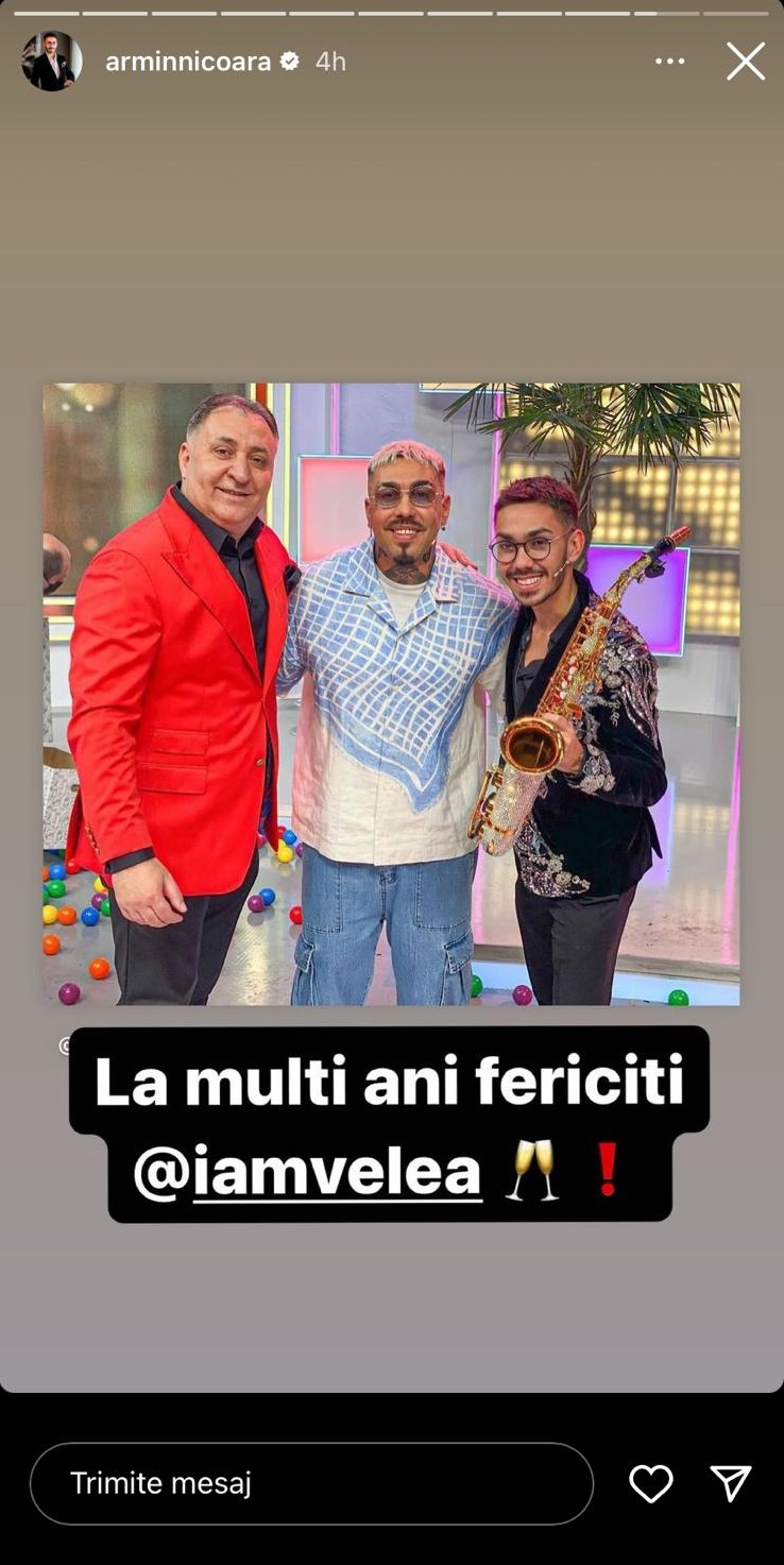 Armin Nicoară, urare pentru Alex Velea