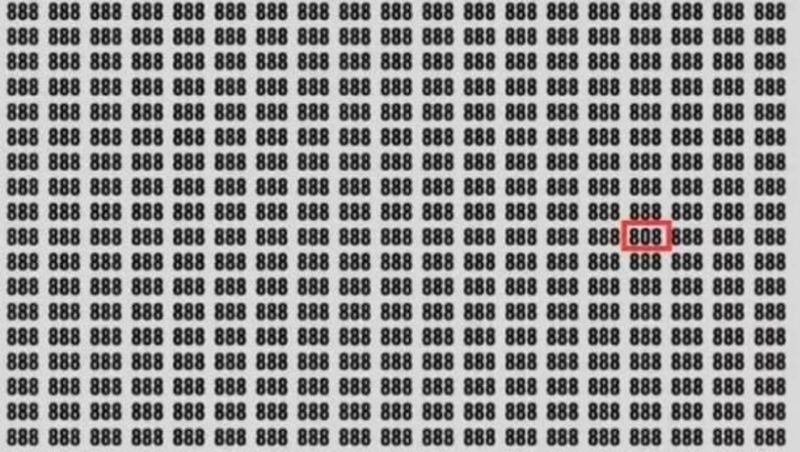 Test de inteligență! Poți să găsești numărul 808 din această imagine?