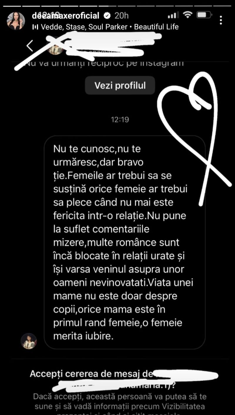 Deea Maxer a primit un mesaj de susținere în mediul online